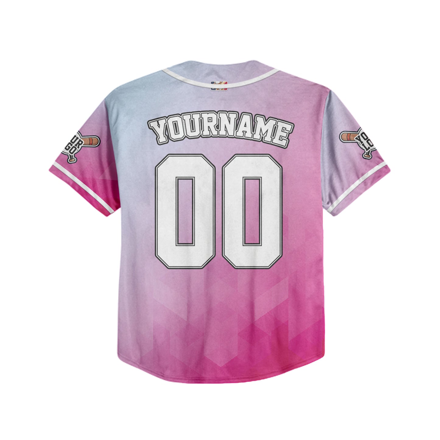 Custom Abstract Gradient Blue and Pink Baseball Jersey