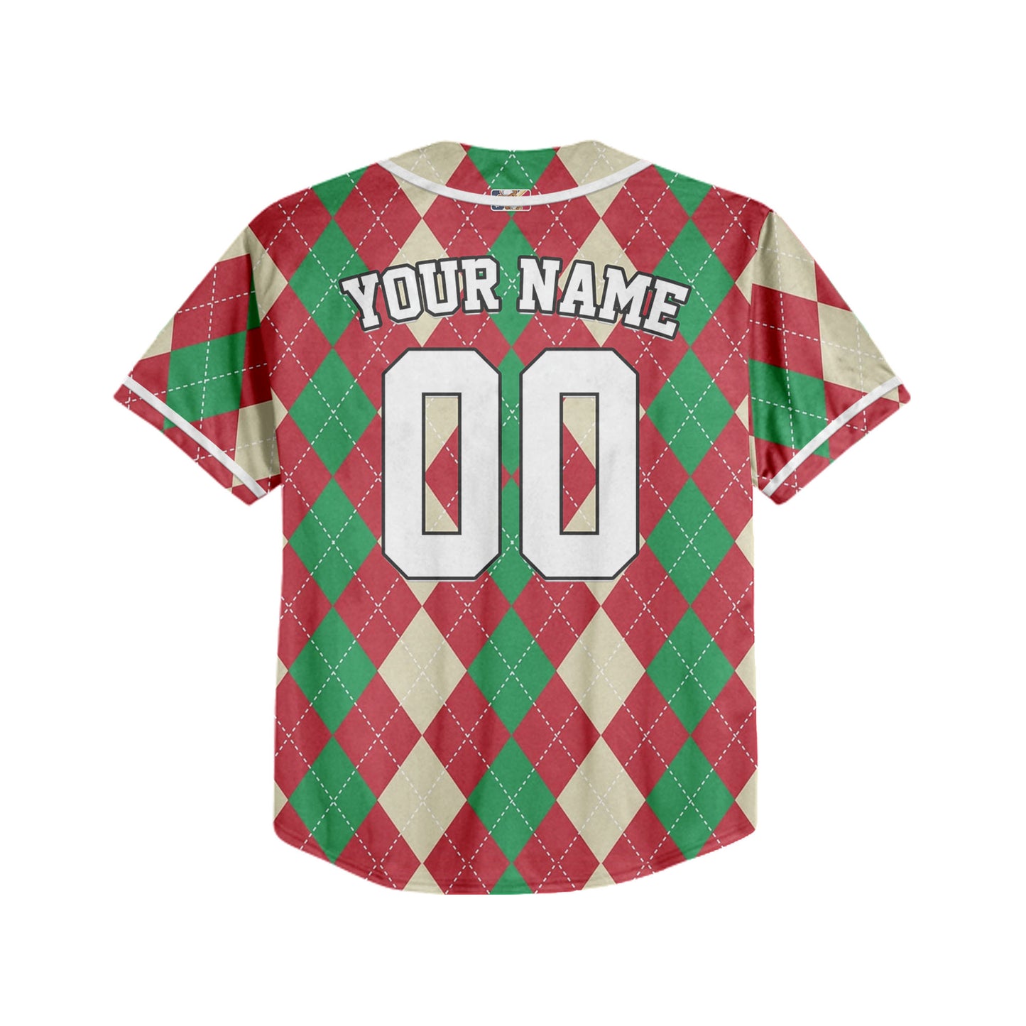 Custom Christmas Checkered Pattern Simple Basic Red and Beige Kid Baseball Jersey
