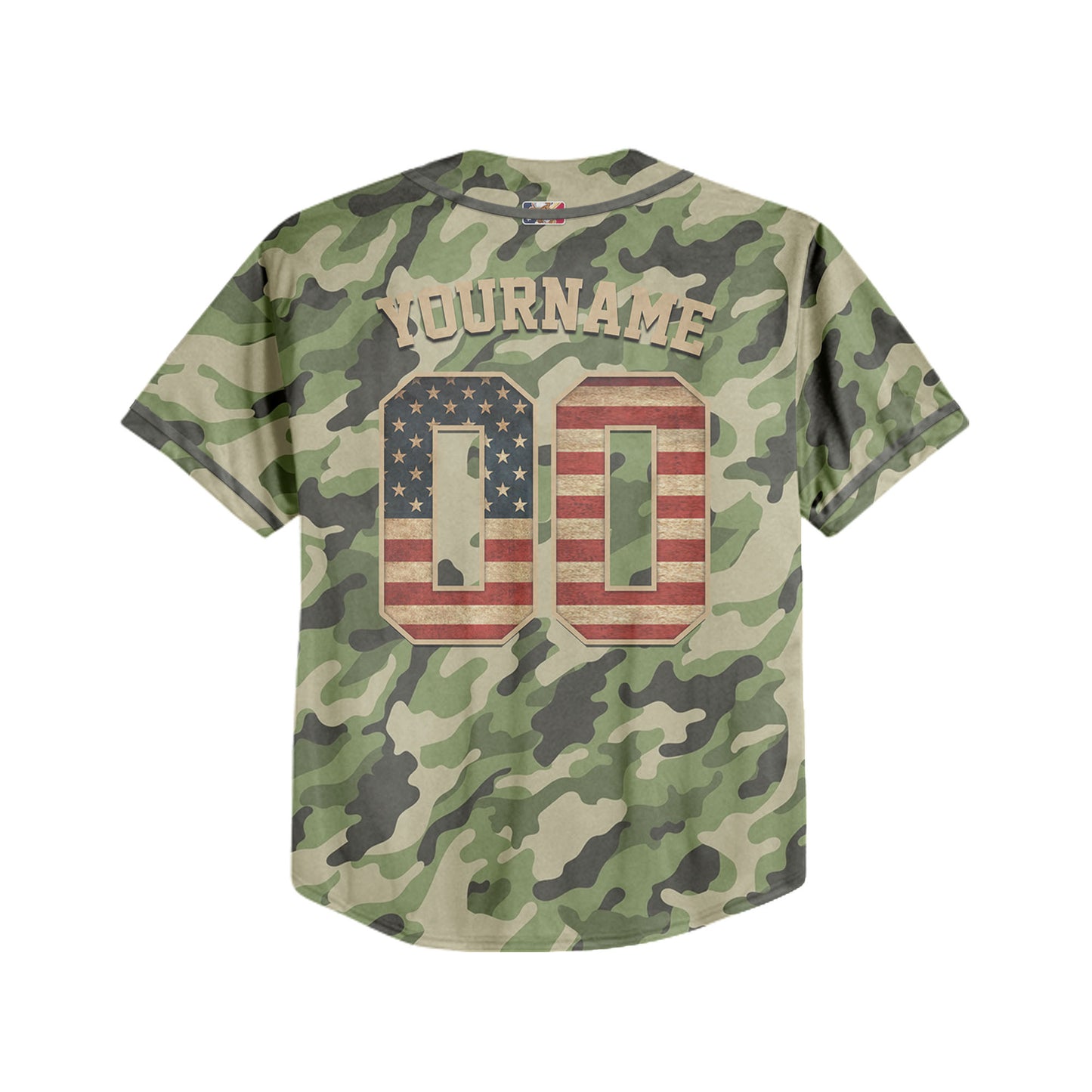 Custom Team Camo Green Pattern Baseball Jersey