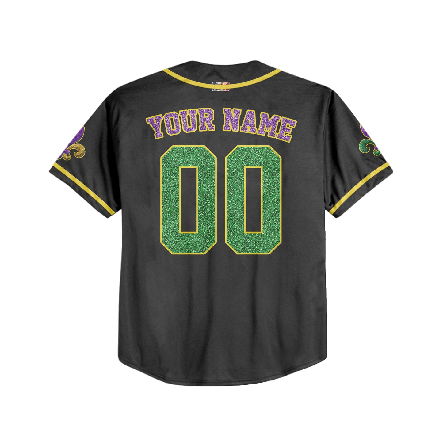 Custom Mardi Gras Black Baseball Jersey