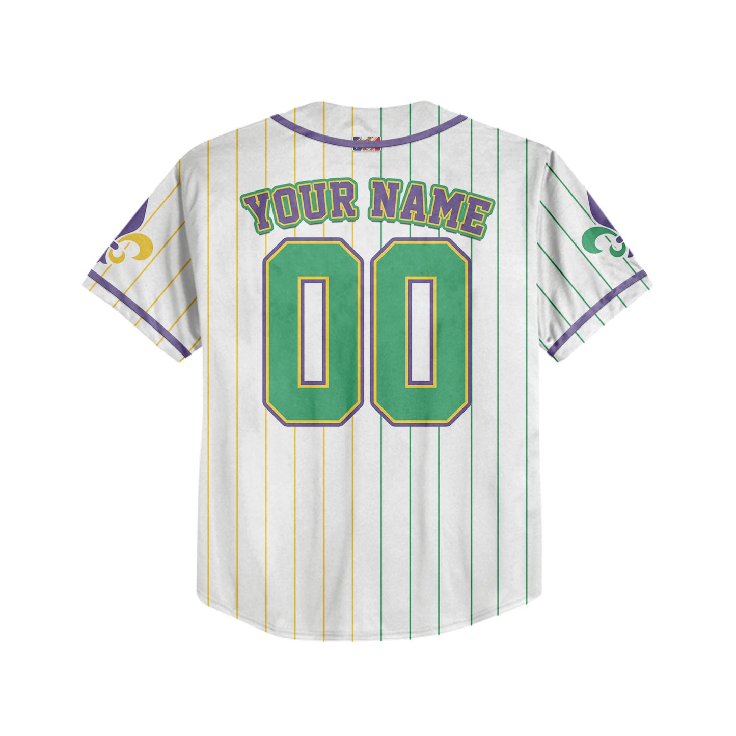 Custom White Mardi Gras Baseball Jersey