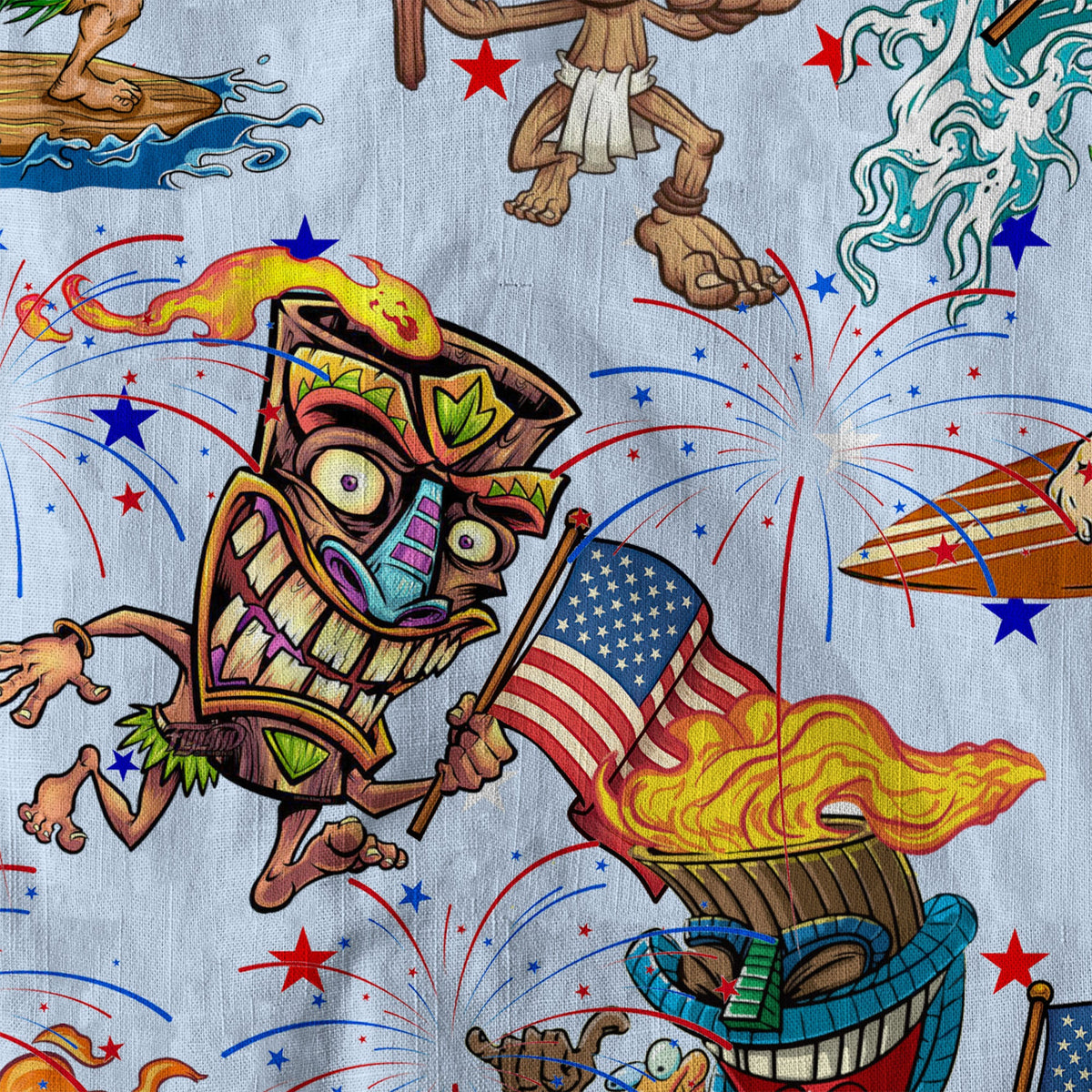 Tiki Mask Independence Day - Cotton Hawaii Shirt