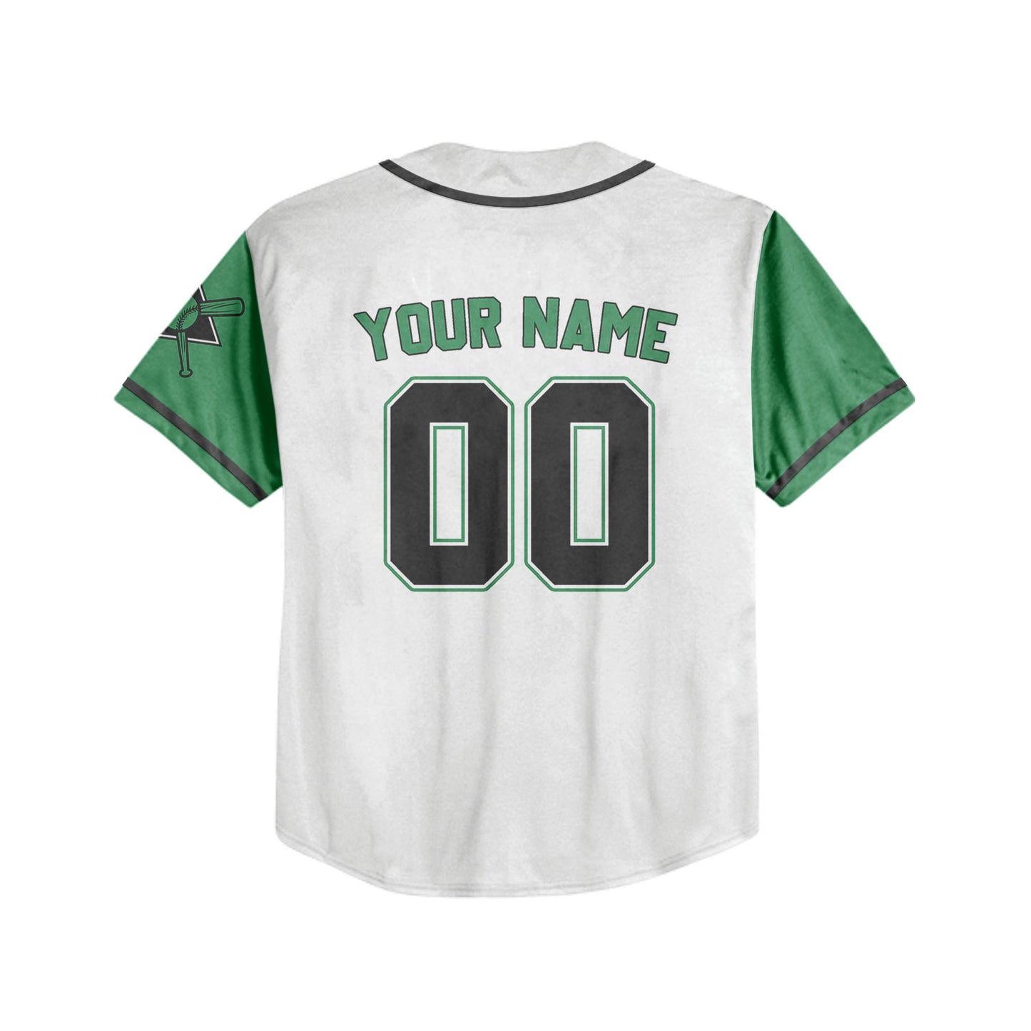 Personalized Team Name And Number Collection White Green Sleeve Baseball Jersey