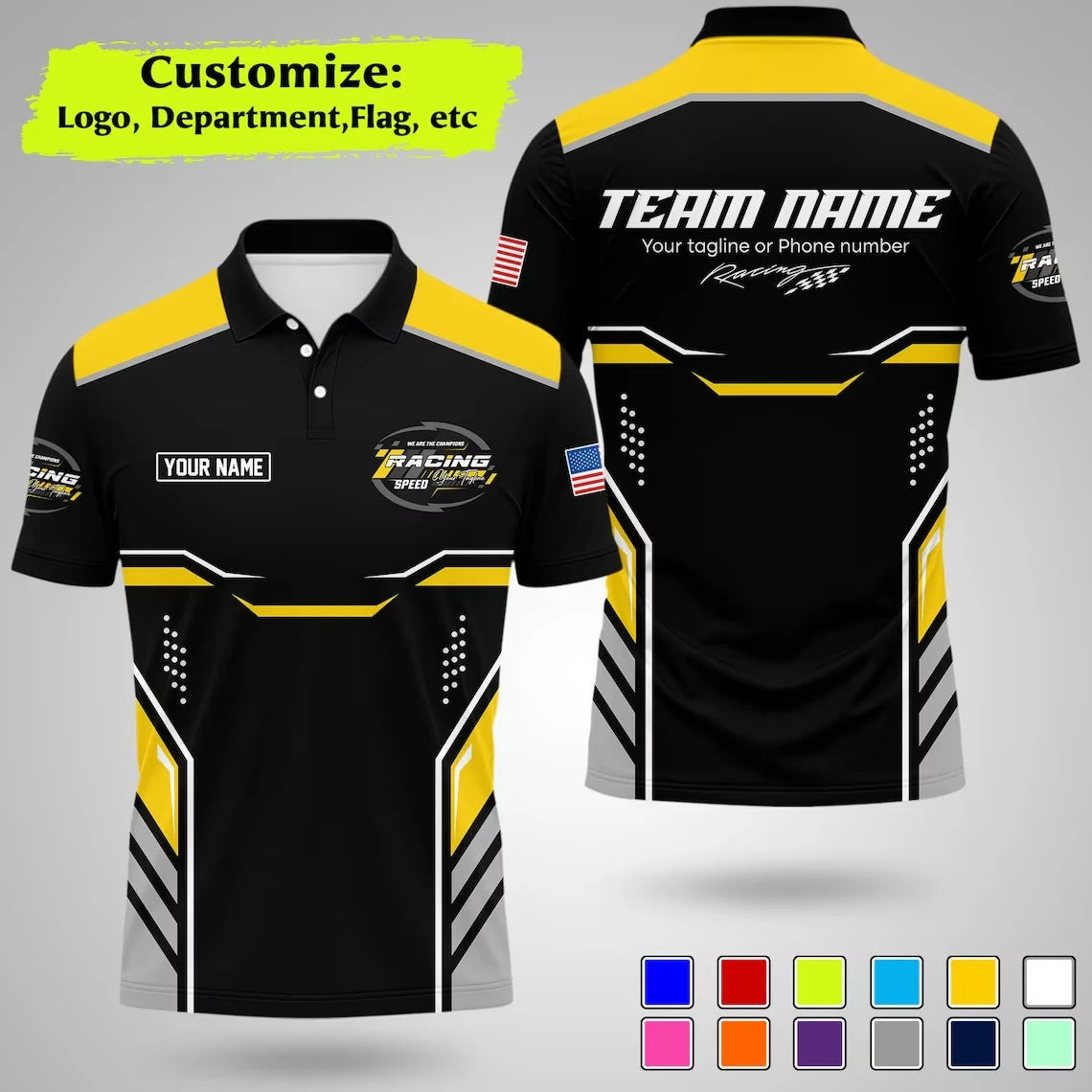 Custom Racing Polo Shirt Stripe Color Uniform Motorsport Tee Tops