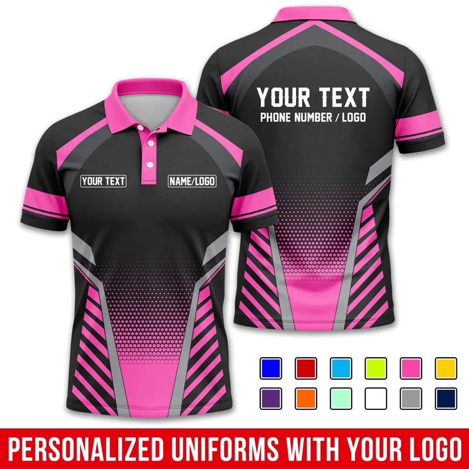 Custom Name Logo Text 3D Printed Polo Shirts Trend Button Up Sports