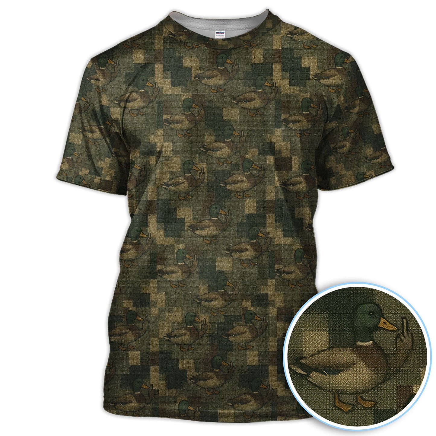 Mallard Duck Camo Polos For Men, Waterfowl Pattern Shirt