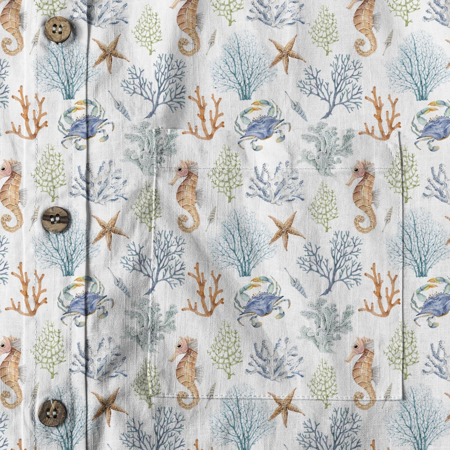 Ocean Animals Hawaiian Button Up Shirt, Optopus Summer Beach Shirt