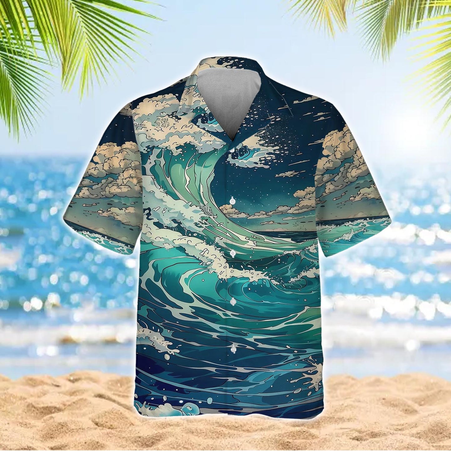 Caseyathletic Japanese Blue Wave Hawaiian Shirt