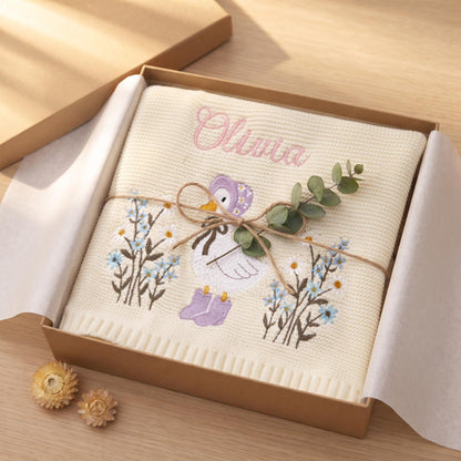 Personalized Embroidery Wildflower Baby Blanket