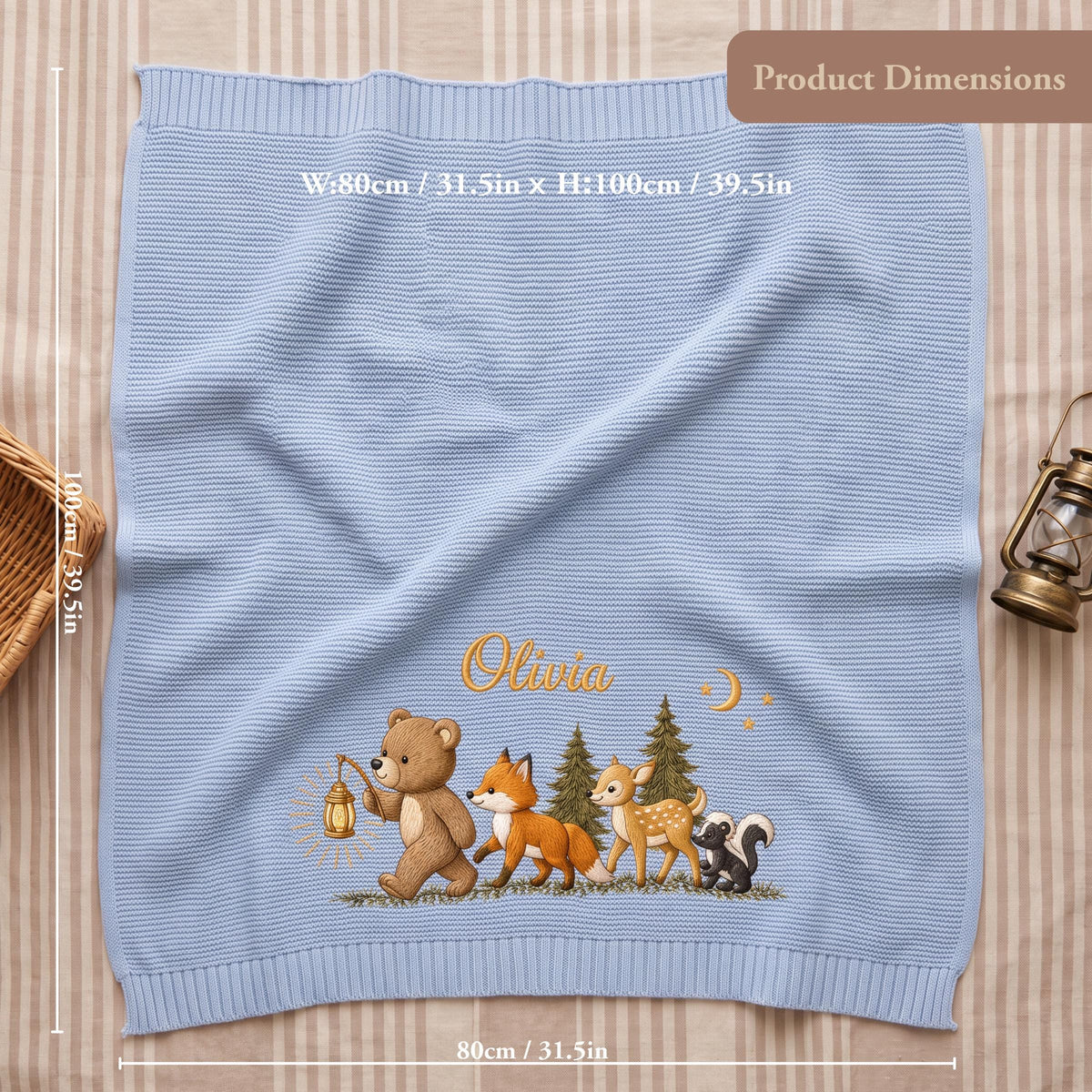 Personalized Embroidered Animal Baby Blanket