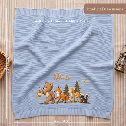Personalized Embroidered Animal Baby Blanket