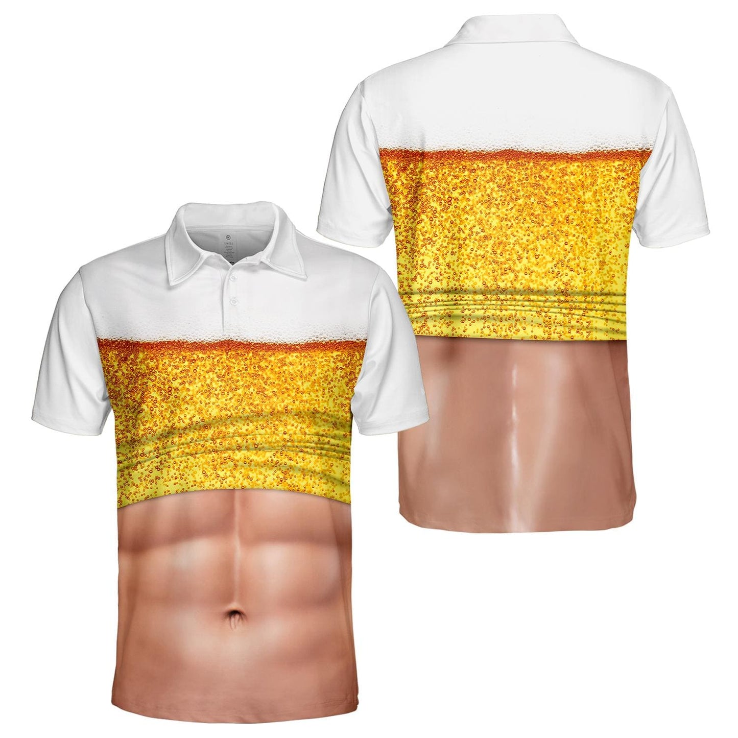 Beer Belly Polo Shirt for Men, Dad Bod Illusion Shirt, Drinking Party Polo, Summer BBQ Joke Shirt