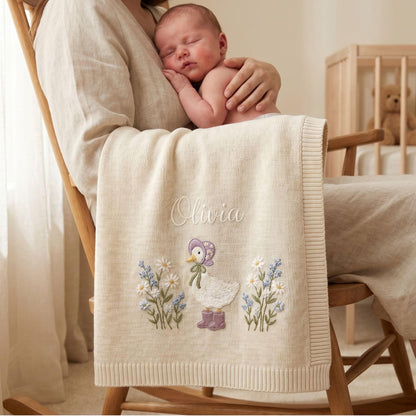 Personalized Embroidery Wildflower Baby Blanket