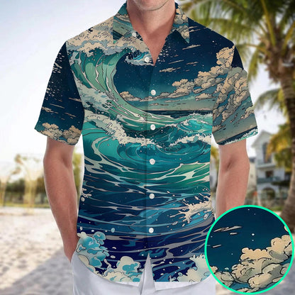 Caseyathletic Japanese Blue Wave Hawaiian Shirt