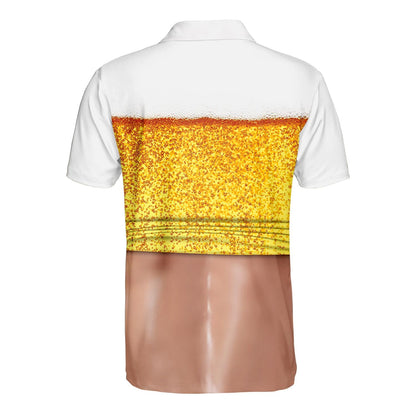 Beer Belly Polo Shirt for Men, Dad Bod Illusion Shirt, Drinking Party Polo, Summer BBQ Joke Shirt