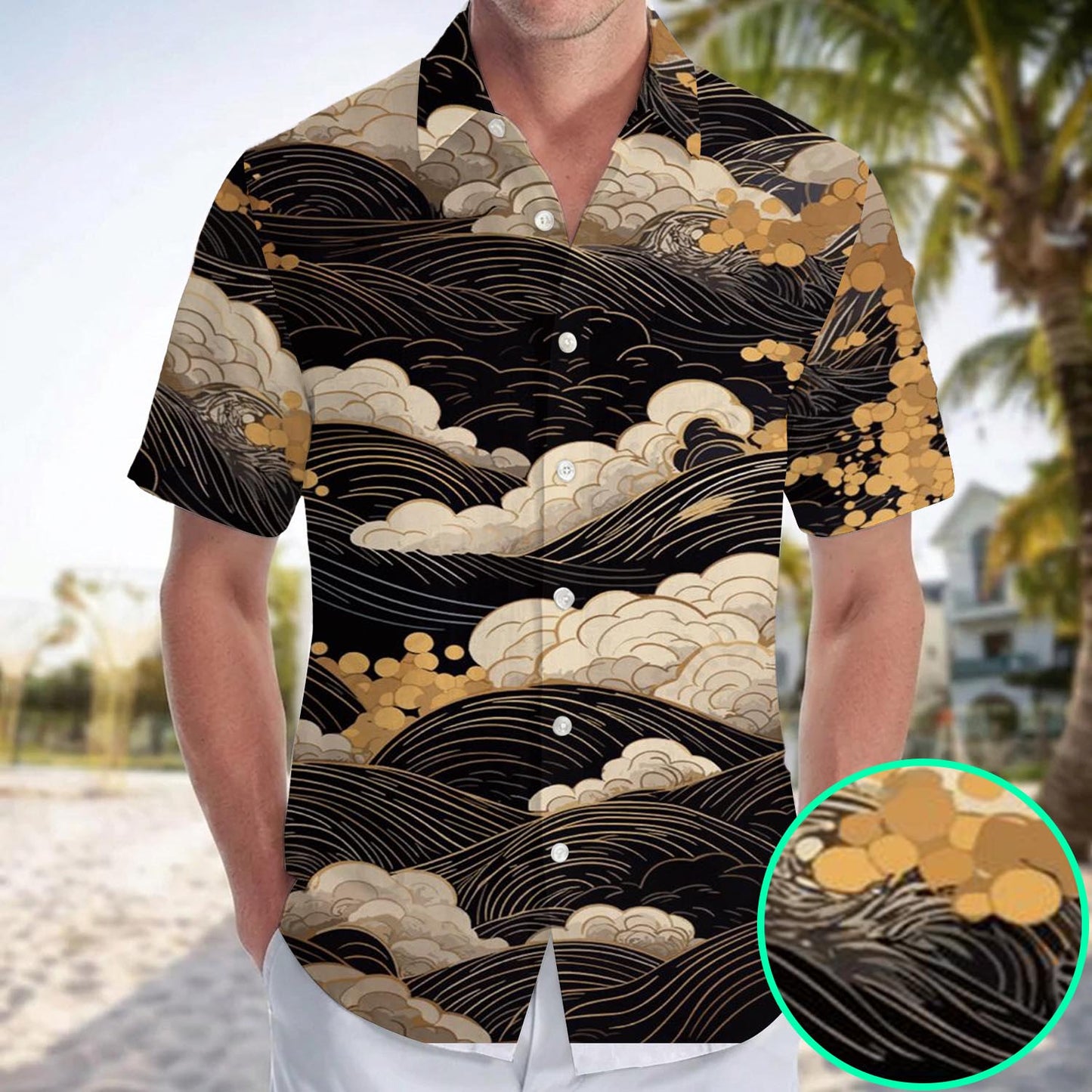 Caseyathletic Japanese Cloud Wave Hawaiian Shirt
