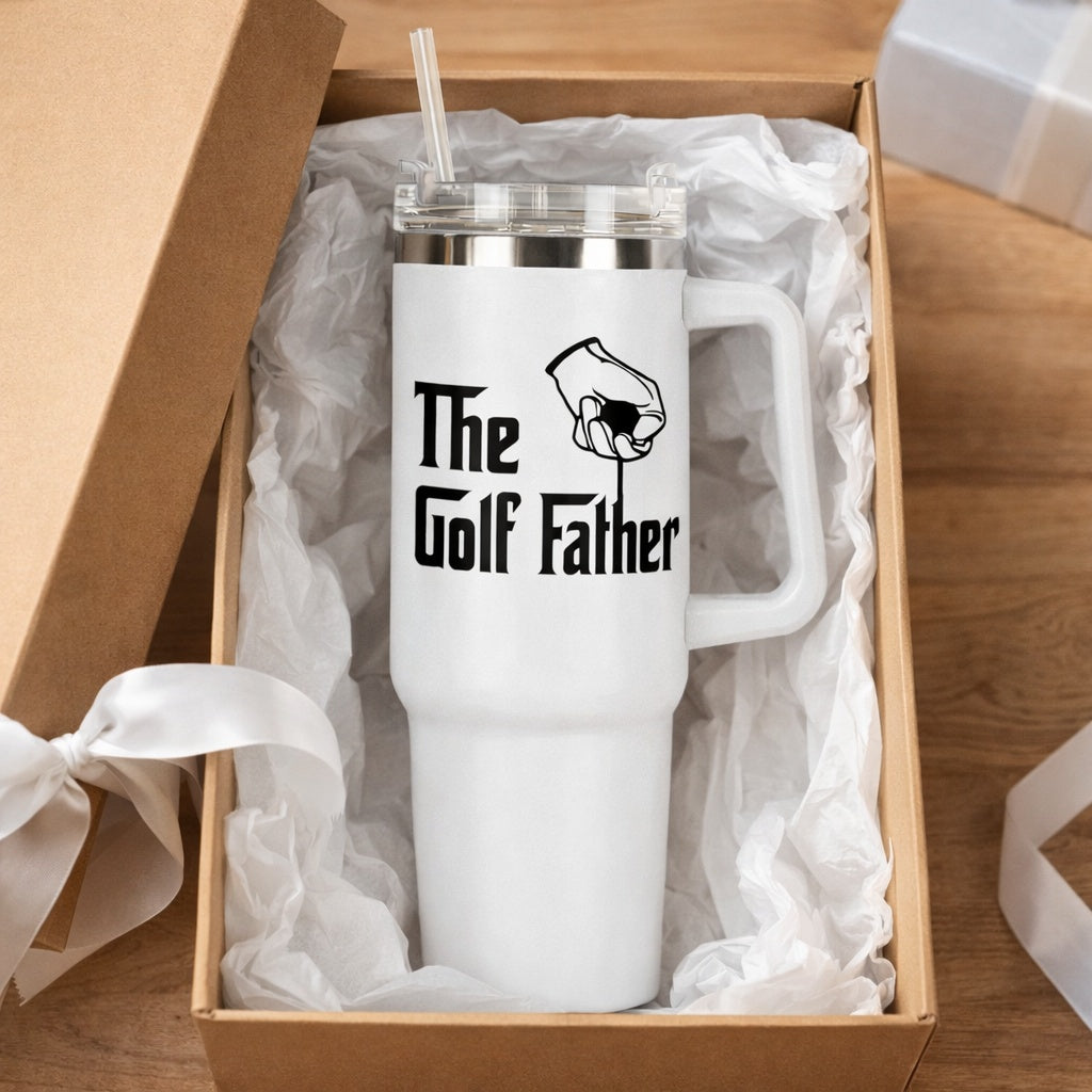 The Golf Father Golf Tumbler 40oz, Custom Golf Tumbler, Printed Golf Tumblers With Handle, Mug Gift, Travel Cup TBGTP07