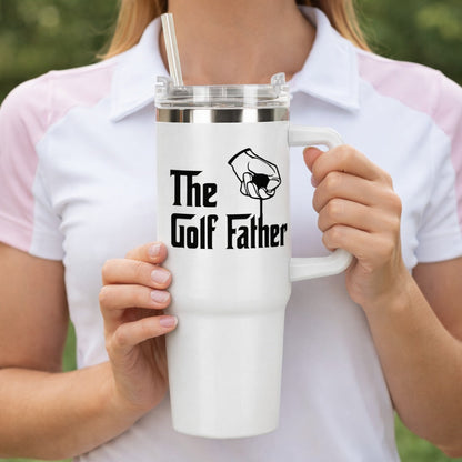 The Golf Father Golf Tumbler 40oz, Custom Golf Tumbler, Printed Golf Tumblers With Handle, Mug Gift, Travel Cup TBGTP07