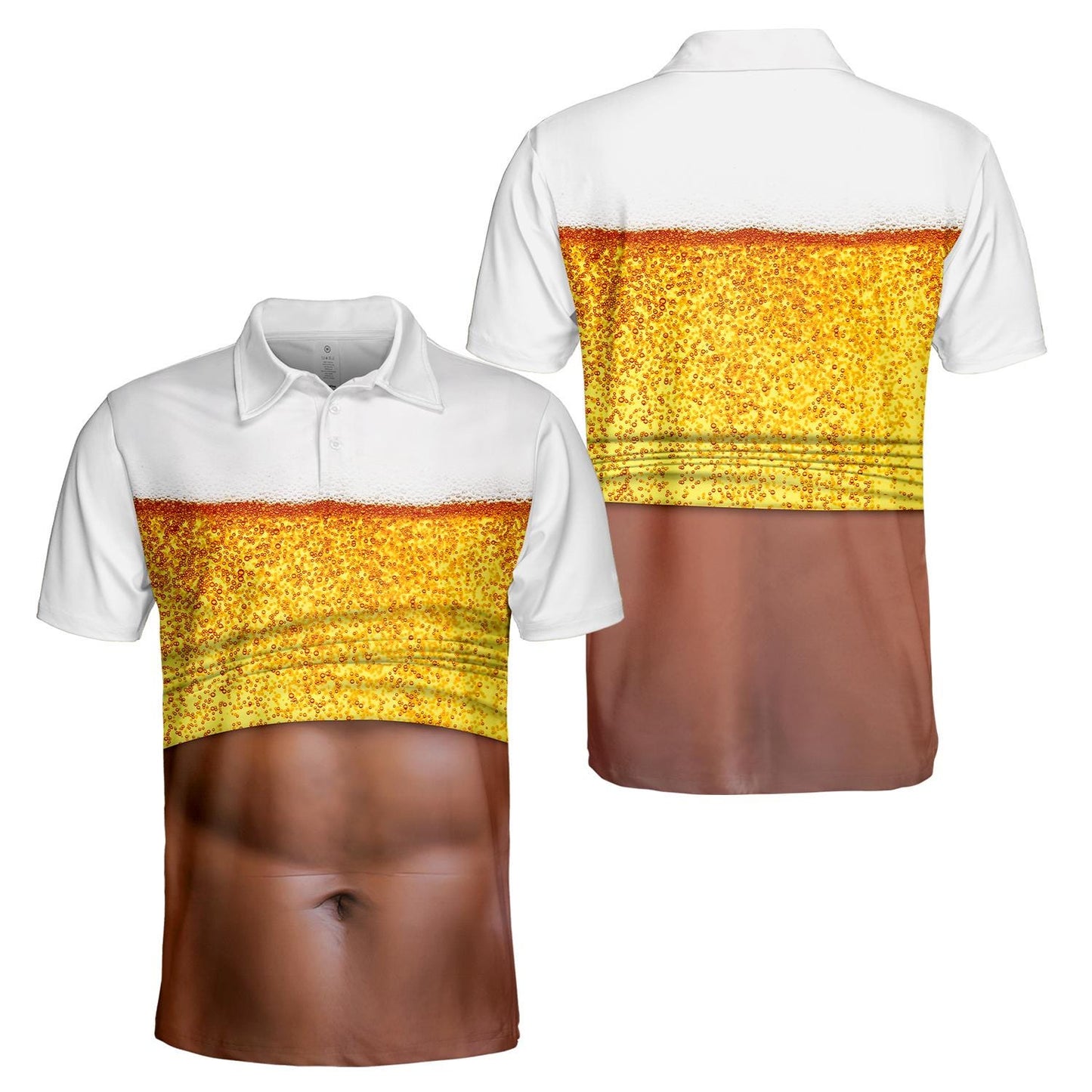 Beer Belly Polo Shirt for Men, Dad Bod Illusion Shirt, Drinking Party Polo, Summer BBQ Joke Shirt