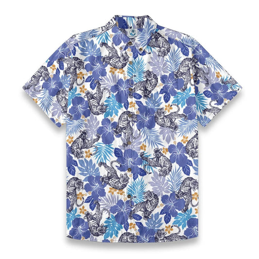 Poetic Oriental Tiger & Hibiscus Floral Shirt
