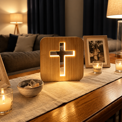 Lumen Wooden Cross Lamp Decor