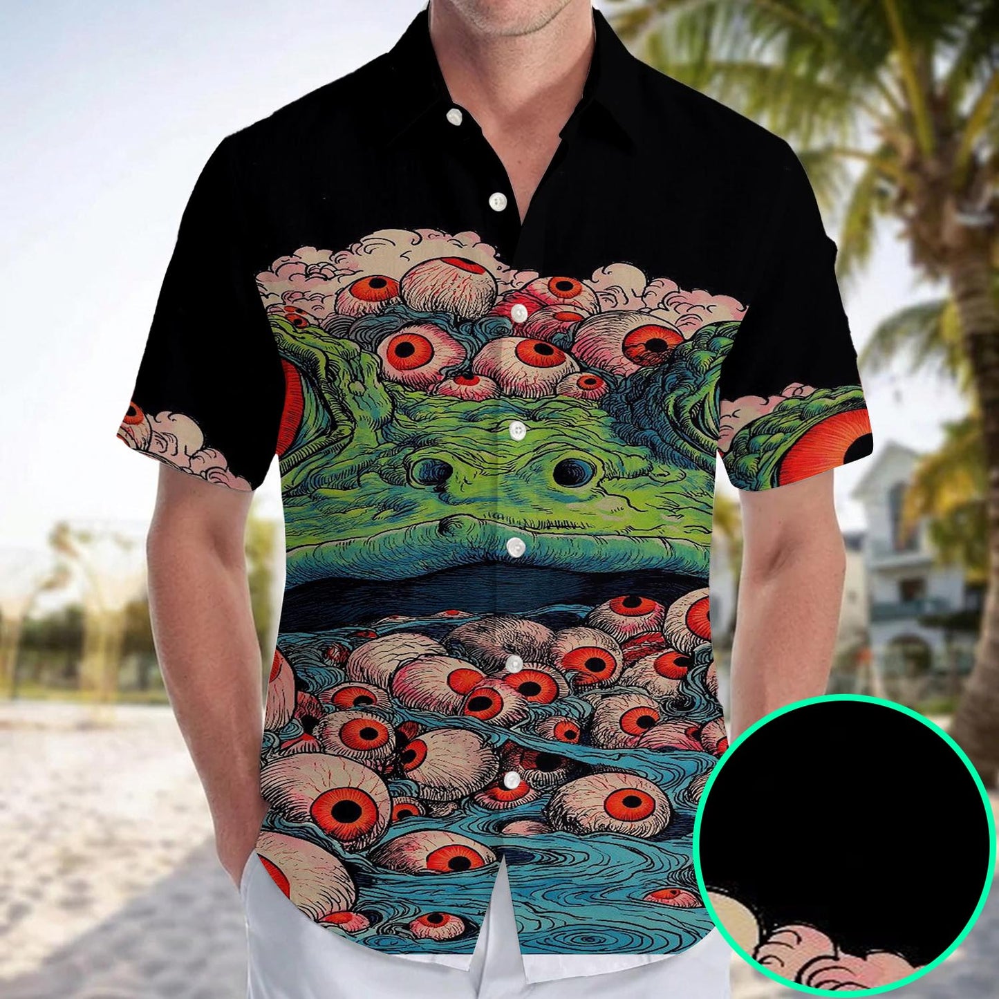 Caseyathletic Horror Frog Eyeball Hawaiian Shirt