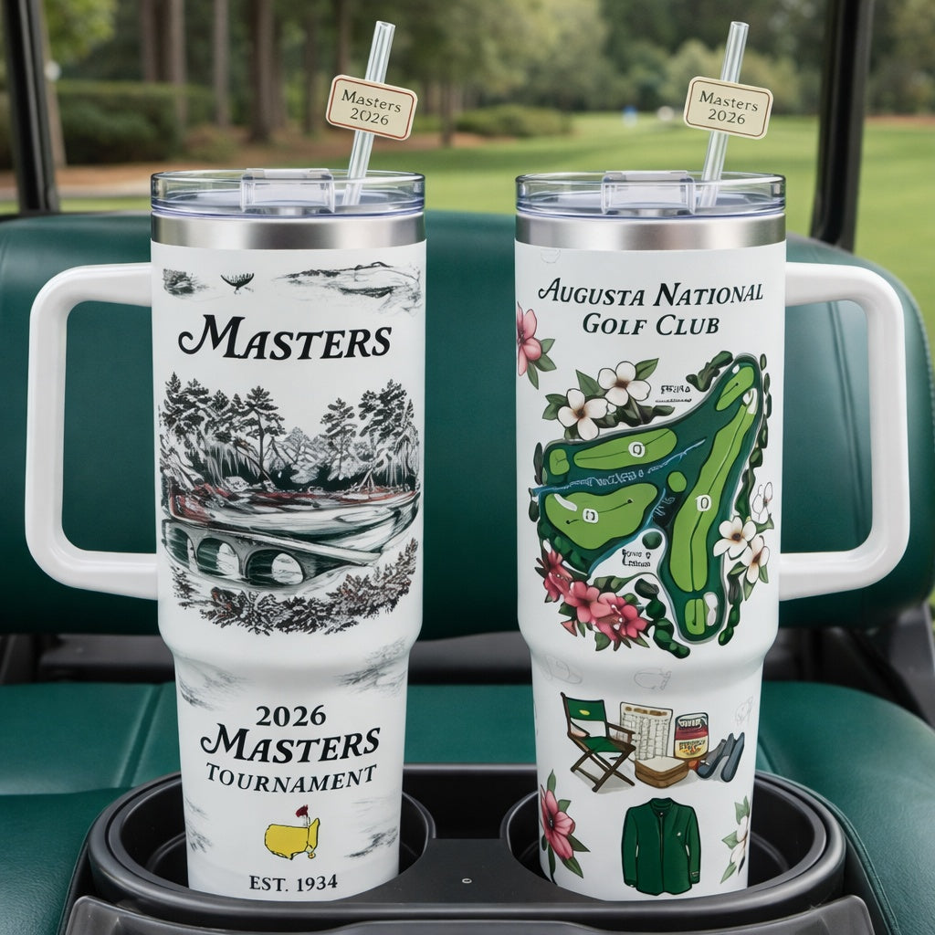 Masters Golf Tumbler 40oz, Golf Tournament 2026 Tumbler, Printed Golf Tumblers With Handle, Golf Lover Gift TBGTP02