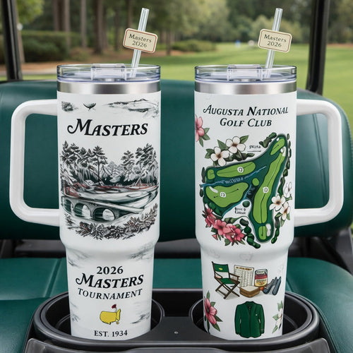 Masters Golf Tumbler 40oz, Golf Tournament 2026 Tumbler, Printed Golf Tumblers With Handle, Golf Lover Gift TBGTP02
