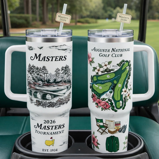 Masters Golf Tumbler 40oz, Golf Tournament 2026 Tumbler, Printed Golf Tumblers With Handle, Golf Lover Gift TBGTP02