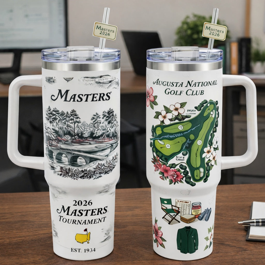 Masters Golf Tumbler 40oz, Golf Tournament 2026 Tumbler, Printed Golf Tumblers With Handle, Golf Lover Gift TBGTP02