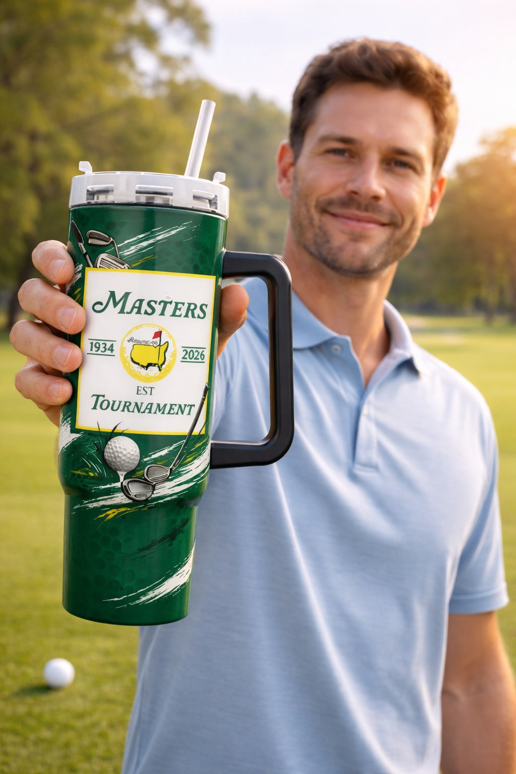Masters Golf 2026 Tumbler 40oz, Golf Tournament 2026 Tumbler, Printed Golf Tumblers With Handle, Golf Lover Gift TBGTP03