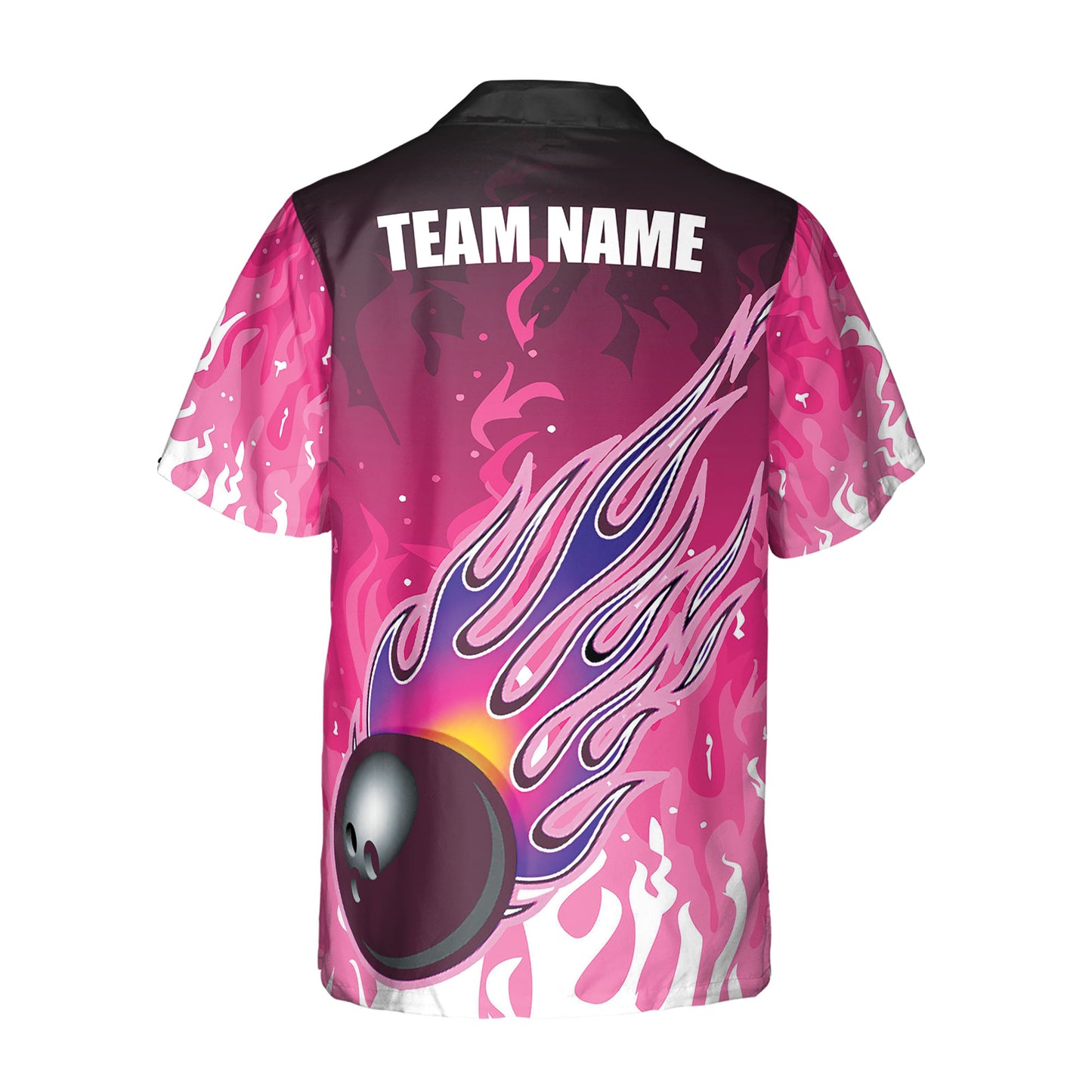 Custom Team Pink Flame Bowling Shirt