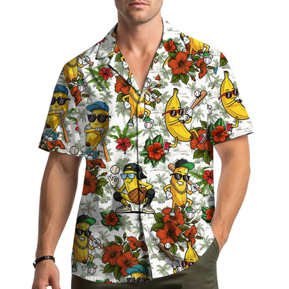 Banana Baseball Hawaiian Shirt Men Women Youth, Funny Tropical Fruit Sports Print