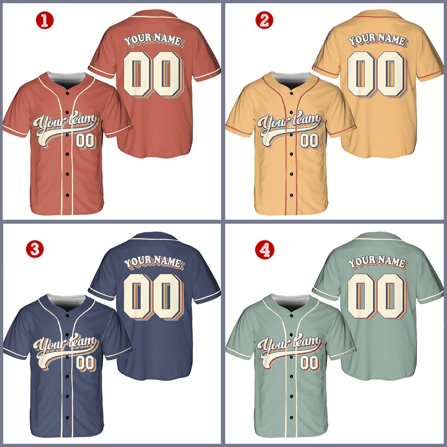 Personalized Vintage Team Name And Number Baseball Jersey
