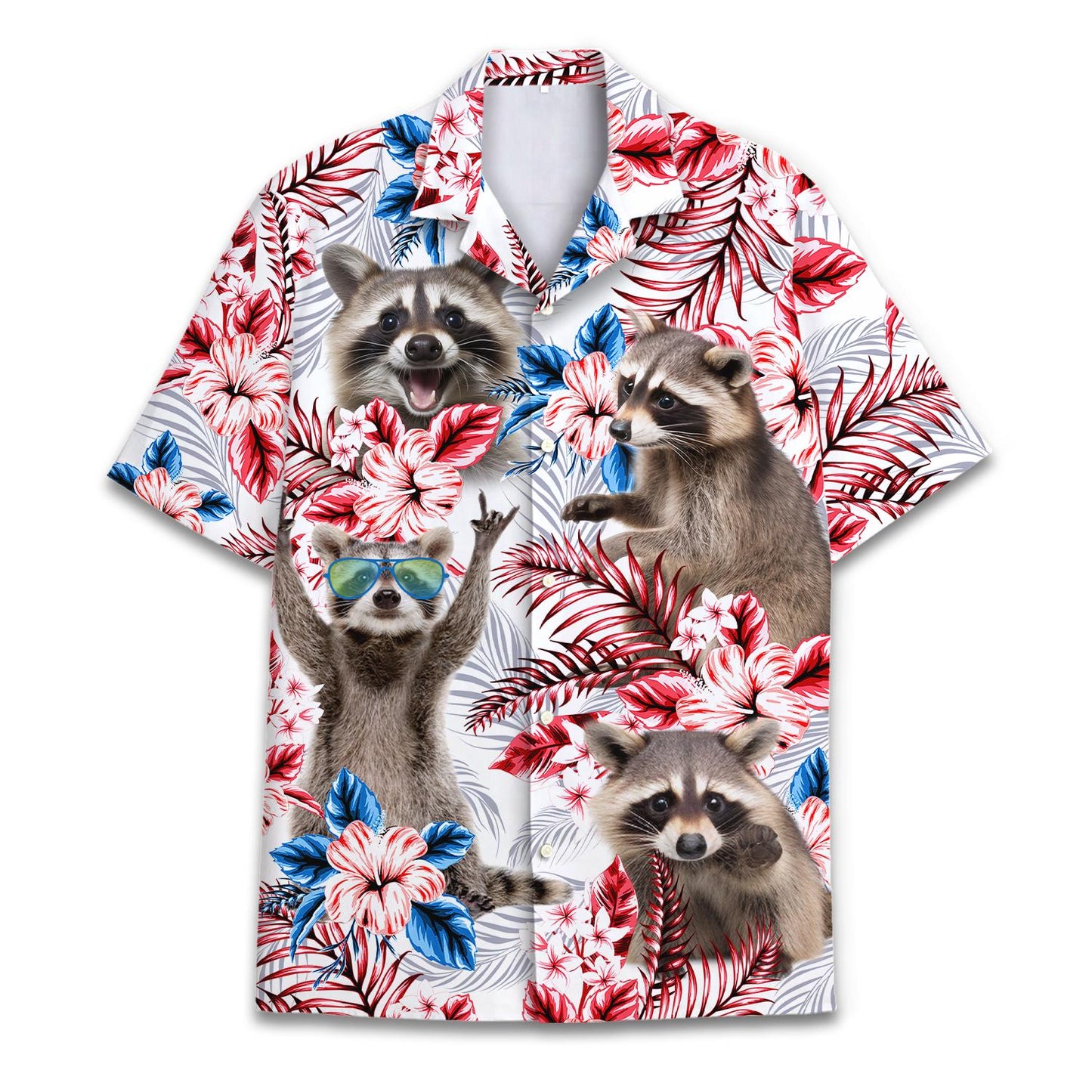 Tropical Aloha Beach Button Down, Summer Raccoon Lover Gift