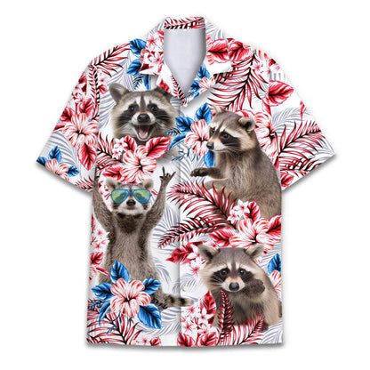 Tropical Aloha Beach Button Down, Summer Raccoon Lover Gift