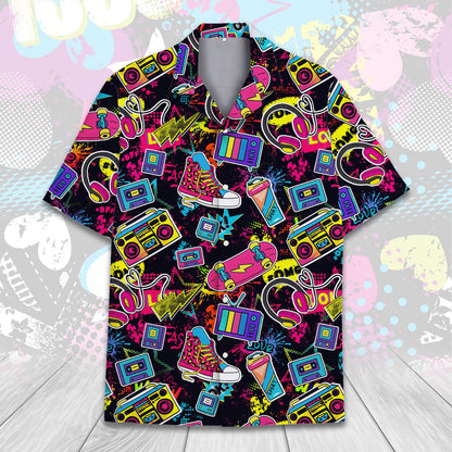 Retro 80s Pop Art Hawaiian Shirt for Men Women Youth