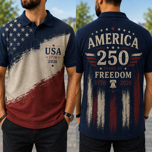 America 250 Years Of Freedom Polo Shirt Patriotic USA Polo Shirt July 4 Outfit