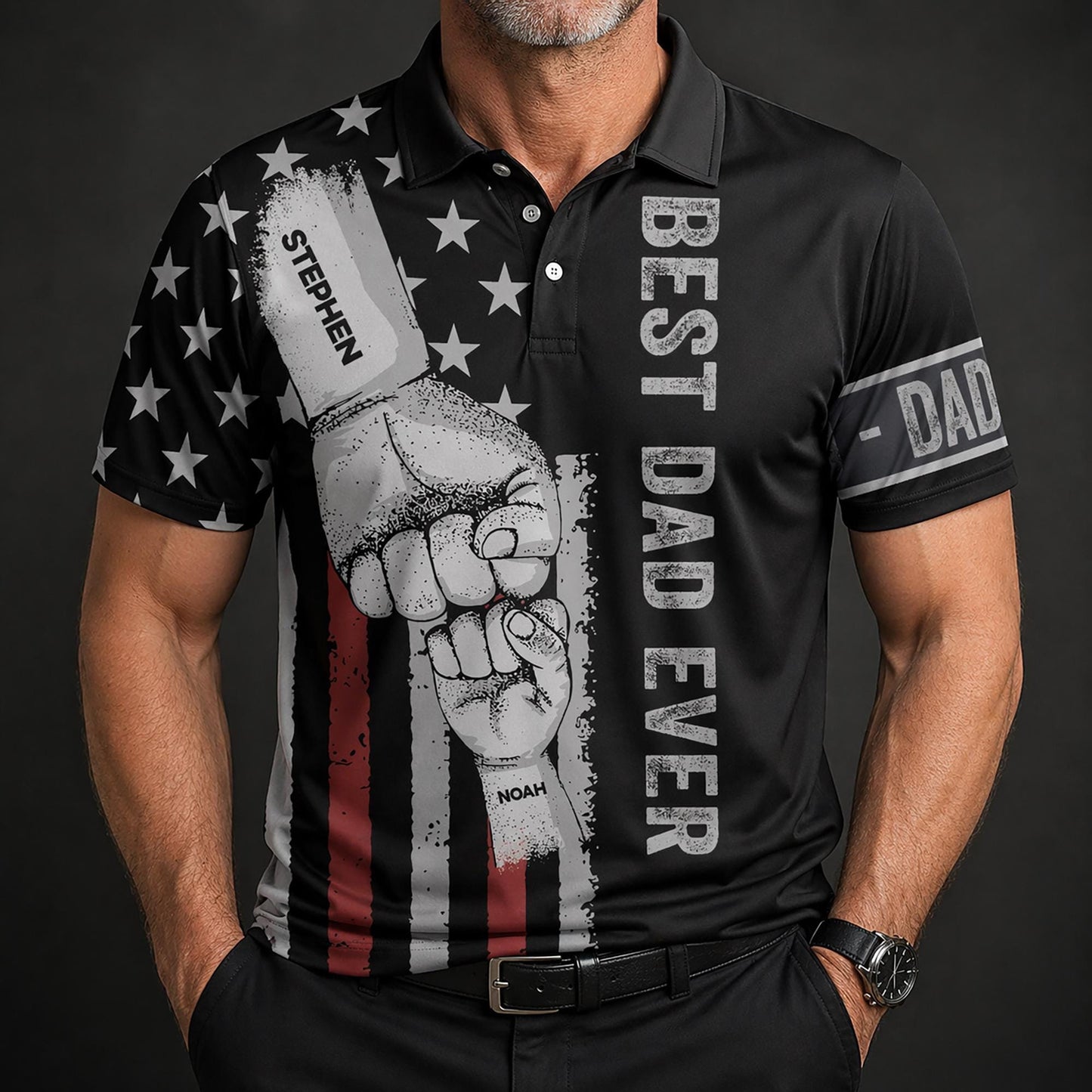 Best Dad Ever Personalized Polo Shirt, Father's Day Gift for Dad