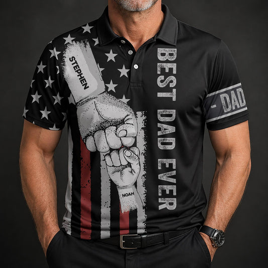 Best Dad Ever Personalized Polo Shirt, Father's Day Gift for Dad