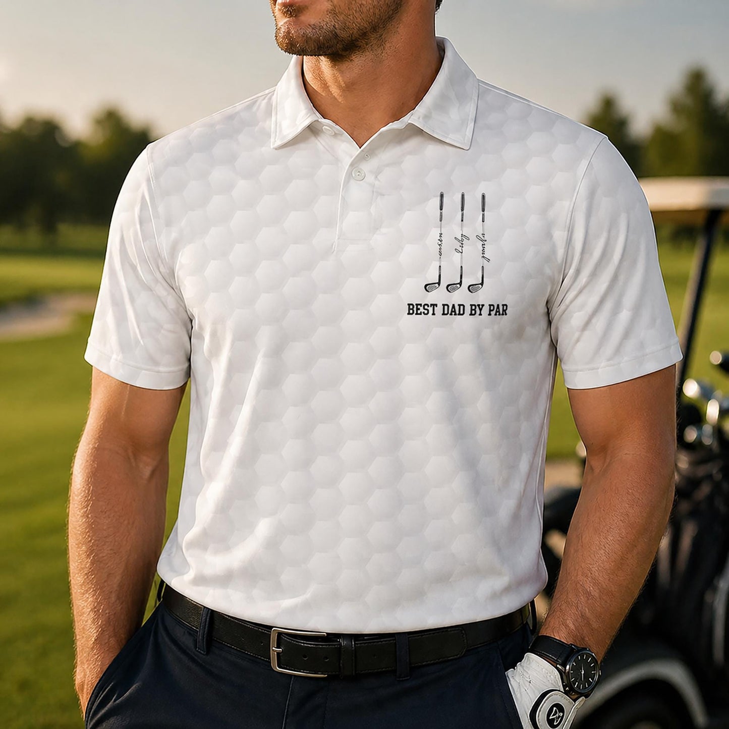 Best Dad Grandpa By Par Personalized Name Polo Shirt