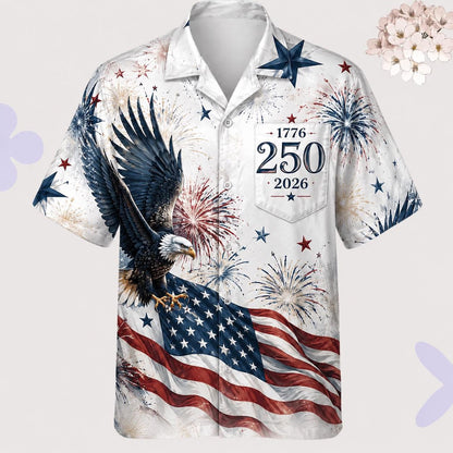 250 Years Of Freedom Hawaiian Shirt, Matching Aloha Shirt, 1776-2026 America Button Up