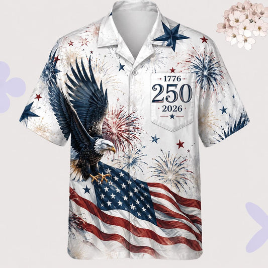 250 Years Of Freedom Hawaiian Shirt, Matching Aloha Shirt, 1776-2026 America Button Up