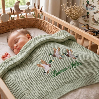 Personalized Mallard Duck Embroidered Baby Blanket
