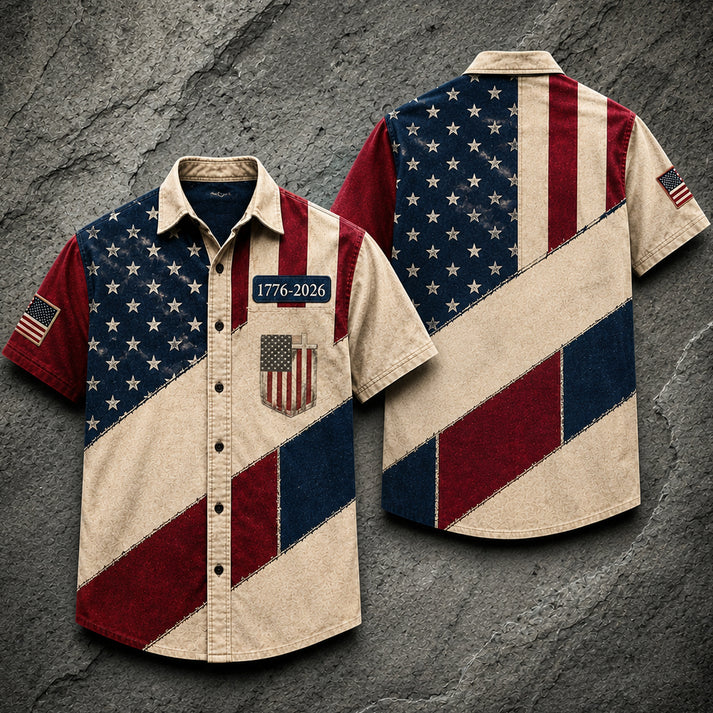 USA Flag Patriotic Polo Shirt, America 250 Years 1776-2026 Golf Polo, Independence Day Outfit, Veteran Dad Gift