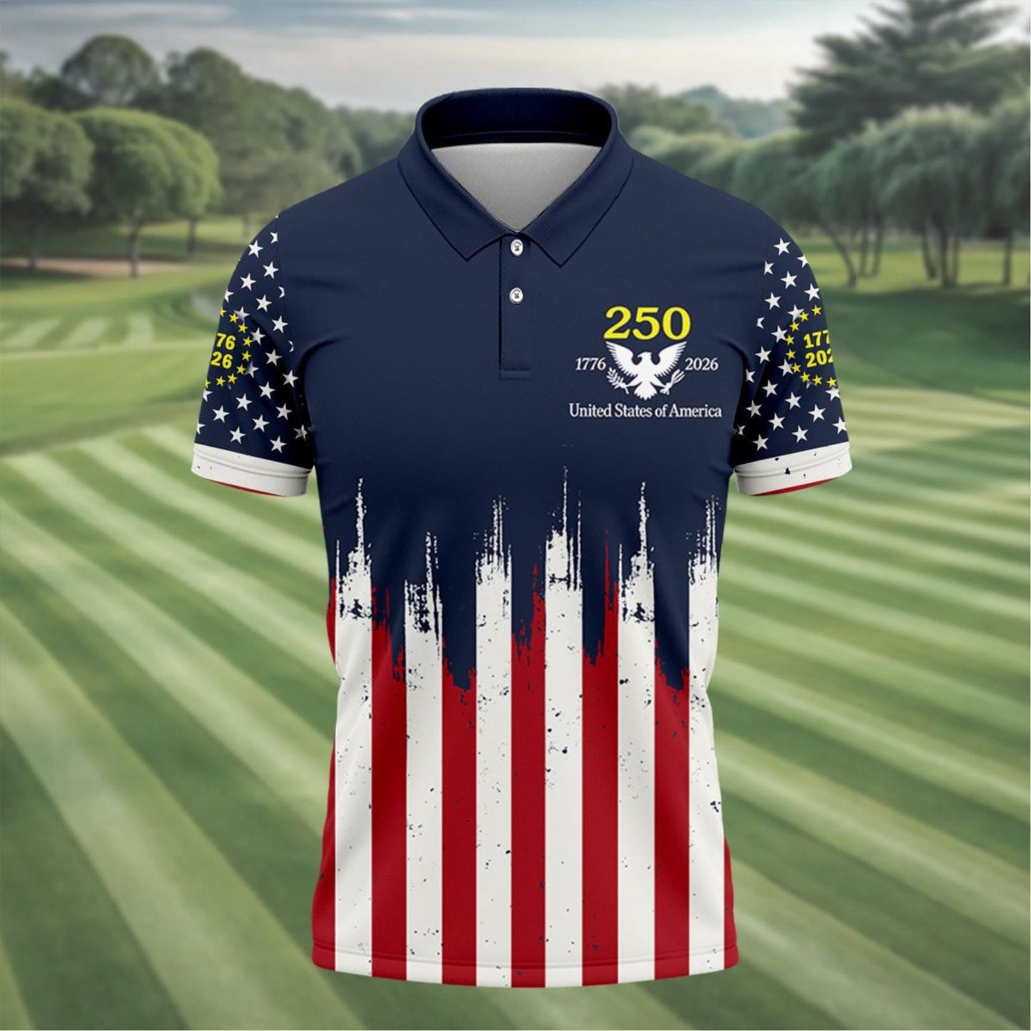 America 250 Polo Shirt, 1776–2026 USA 250th Anniversary Golf Shirt