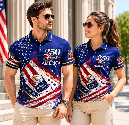 America 250 Years Polo Shirt Couple July 4 Outfit