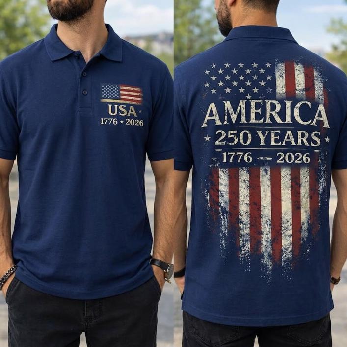 America 250 Years Patriotic Polo Shirt Gift for Men