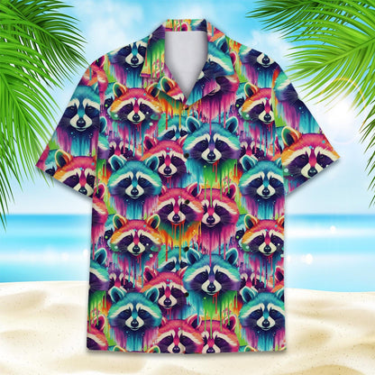 Colorful Raccoon Hawaiian Shirt for Men Women Youth
