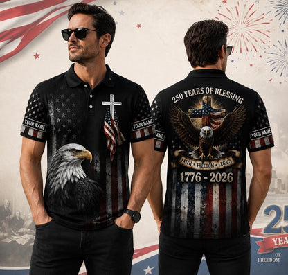 Custom Christian Patriotic Polo Shirt, America 250th Anniversary Polo Shirt